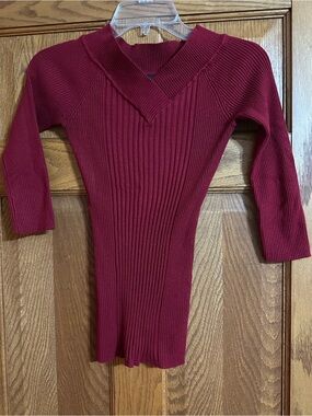 It's Our Time Ribbed V-Neck Sweater - Deep Wine Red